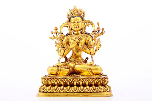 Magnificent Gilt-Bronze Figure Of Manjusri