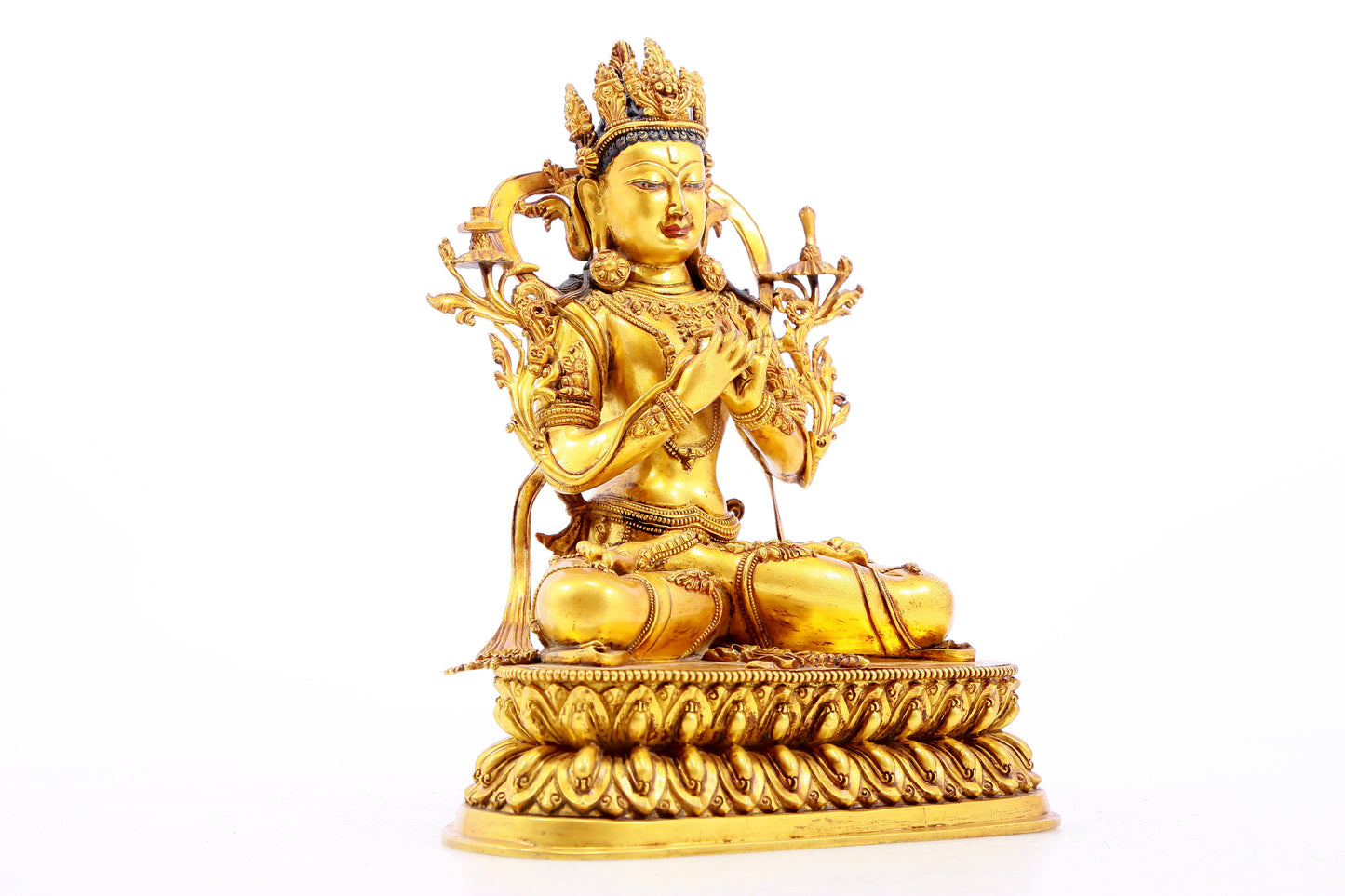 Magnificent Gilt-Bronze Figure Of Manjusri