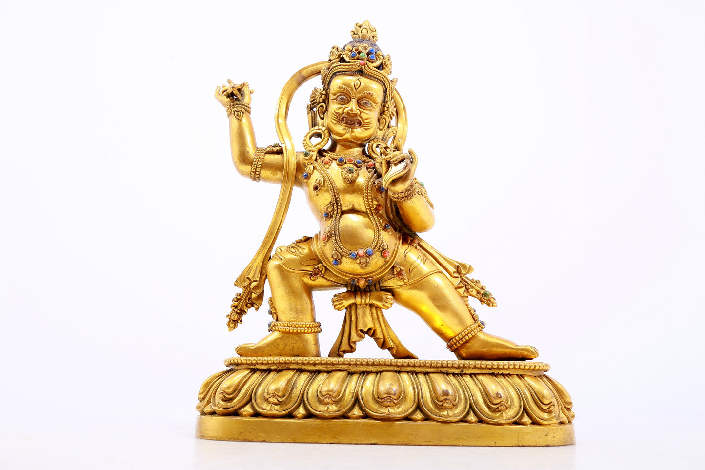 Magnificent Gilt-Bronze Gem-Inlaid Figure Of Vajrapani