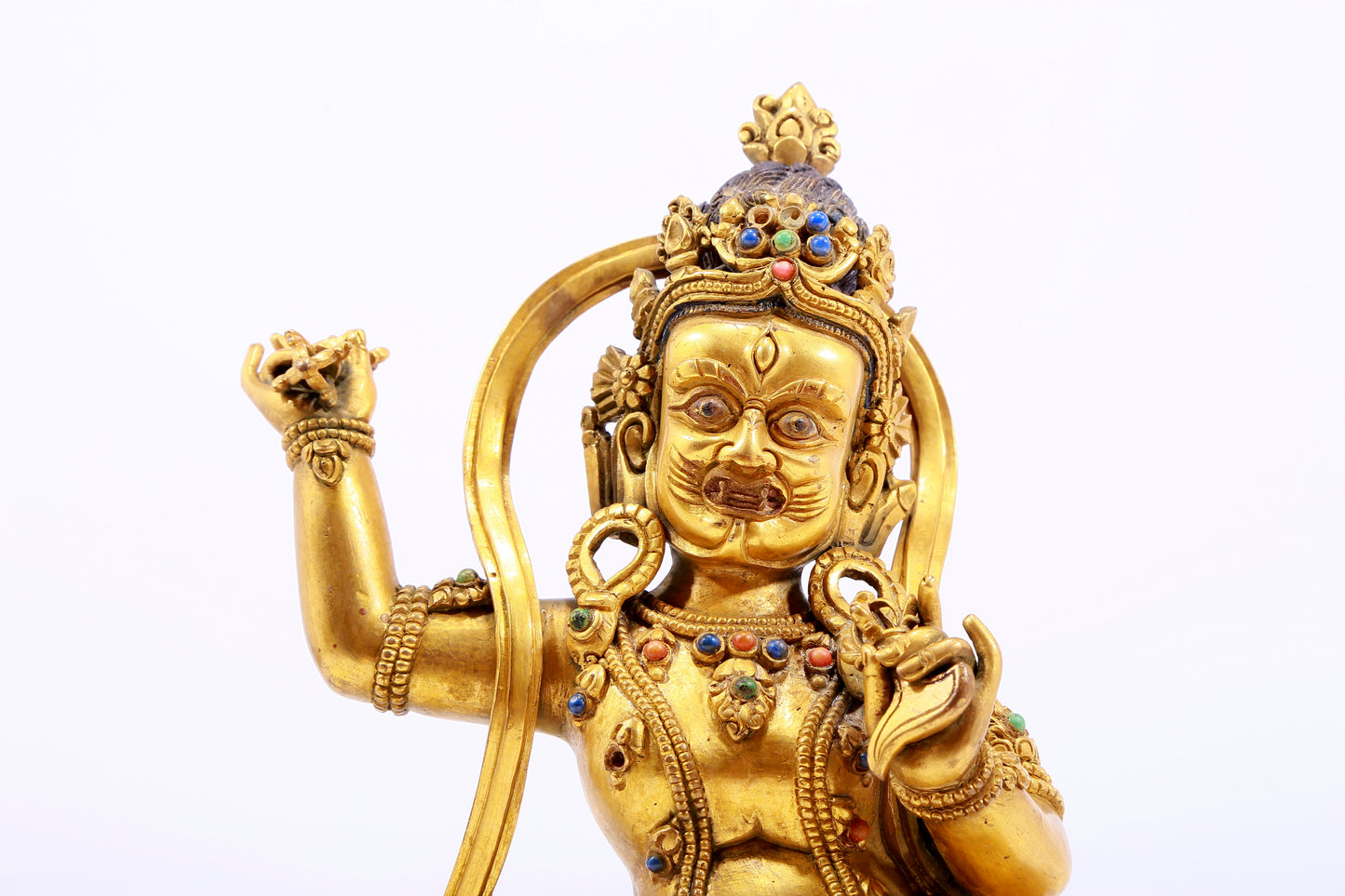 Magnificent Gilt-Bronze Gem-Inlaid Figure Of Vajrapani