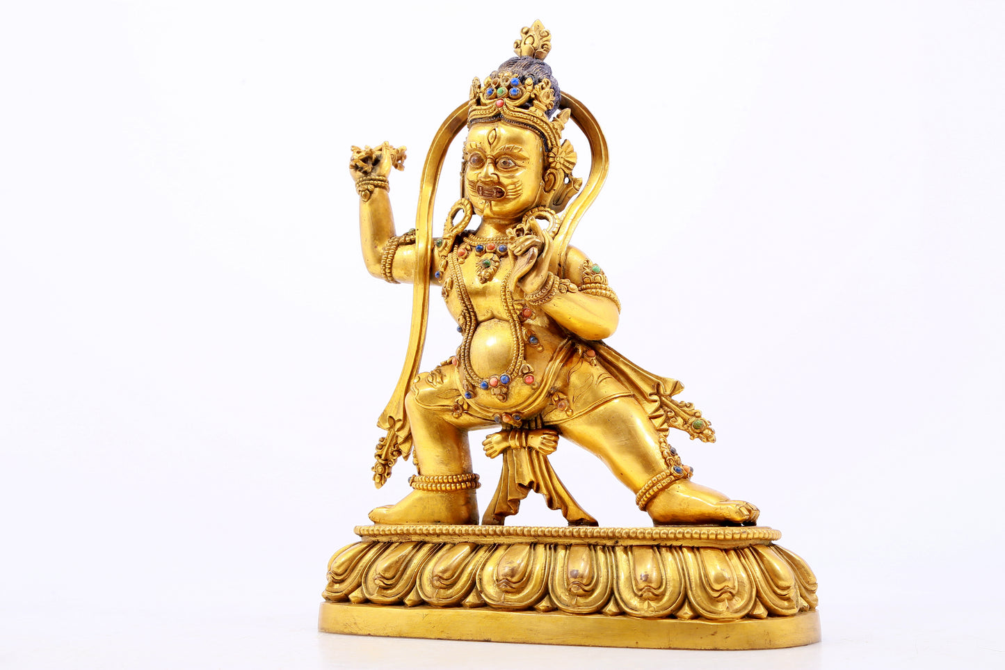 Magnificent Gilt-Bronze Gem-Inlaid Figure Of Vajrapani