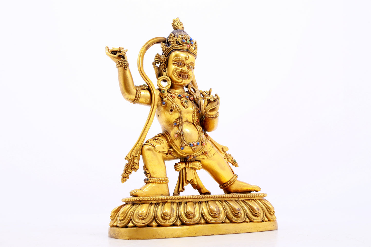 Magnificent Gilt-Bronze Gem-Inlaid Figure Of Vajrapani