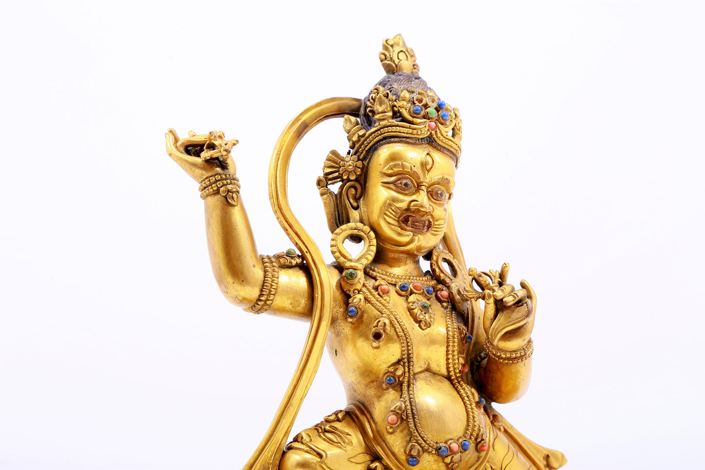 Magnificent Gilt-Bronze Gem-Inlaid Figure Of Vajrapani