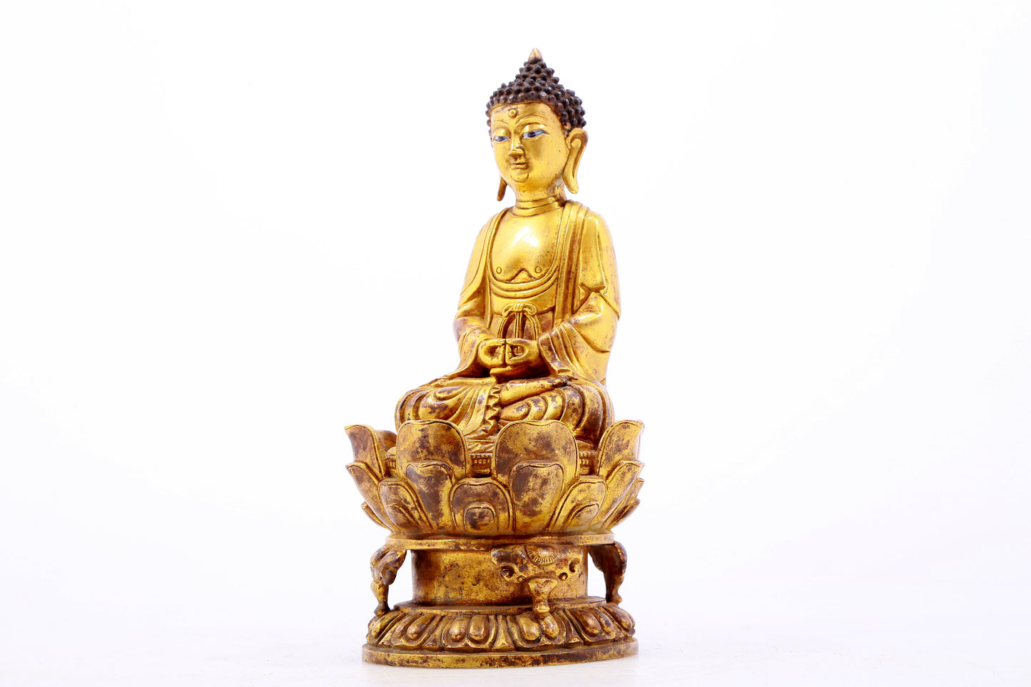 Wonderful Gilt-Bronze Figure Of Buddha Shakyamuni With Inscriptions