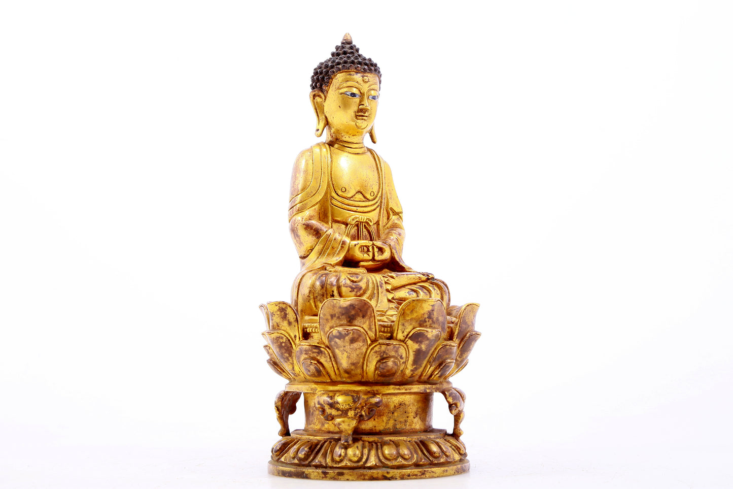 Wonderful Gilt-Bronze Figure Of Buddha Shakyamuni With Inscriptions