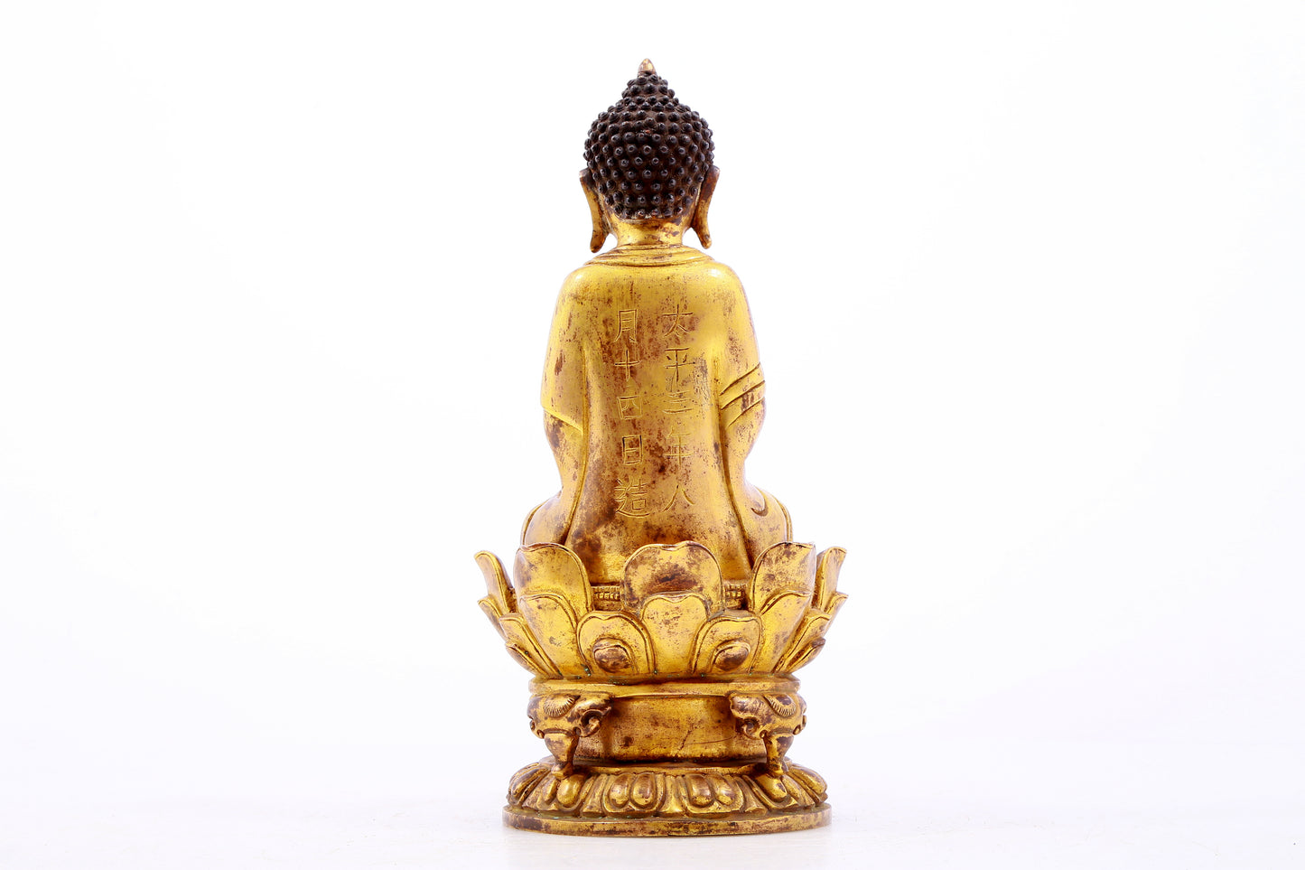 Wonderful Gilt-Bronze Figure Of Buddha Shakyamuni With Inscriptions