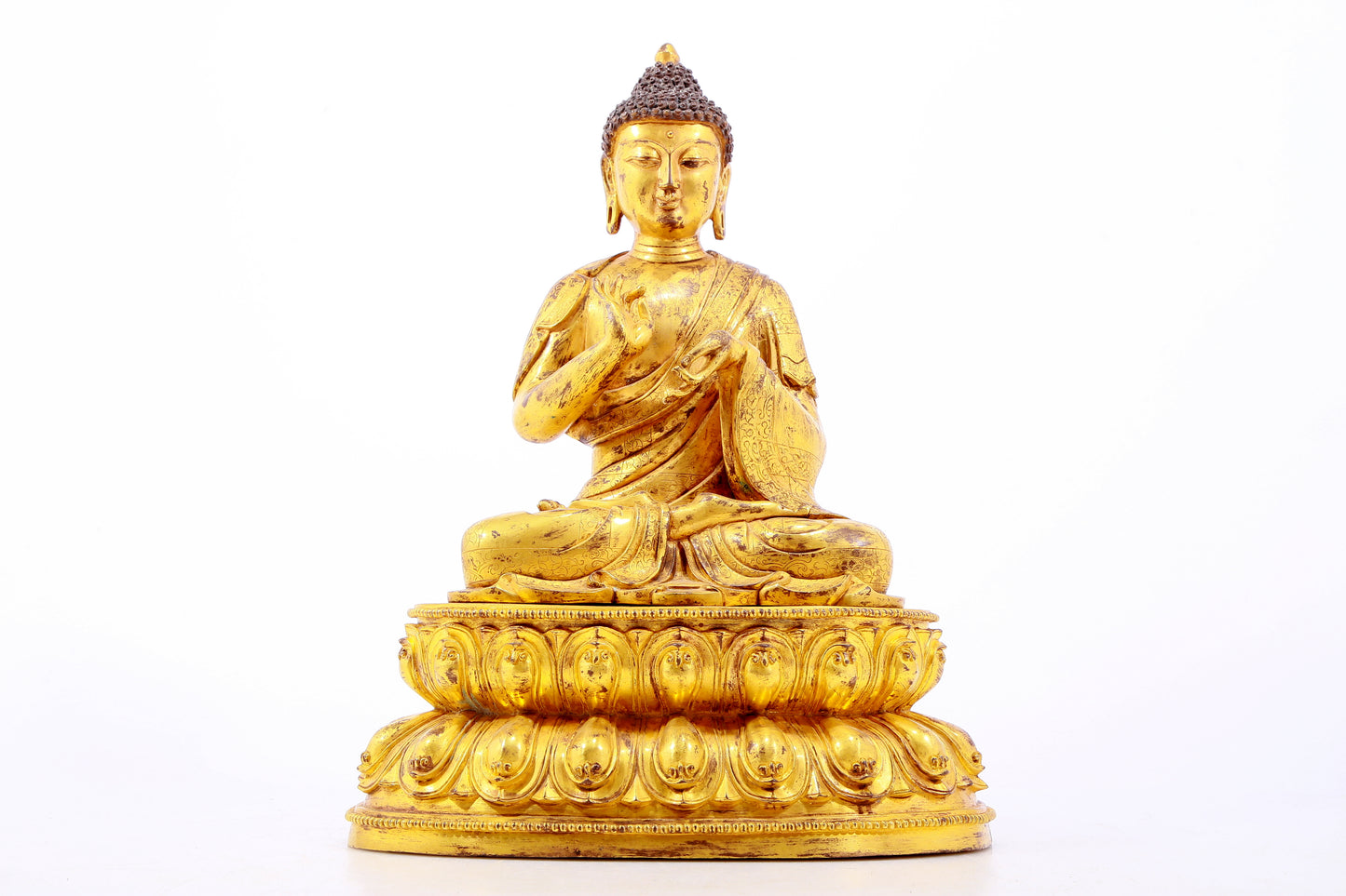 A Magnificent Gilt-Bronze Figure Of Buddha Shakyamuni