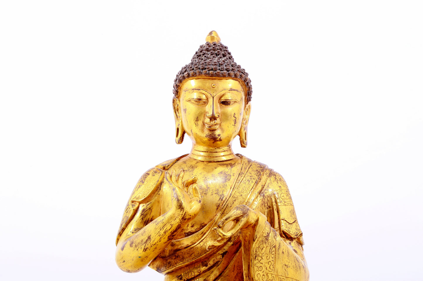 A Magnificent Gilt-Bronze Figure Of Buddha Shakyamuni