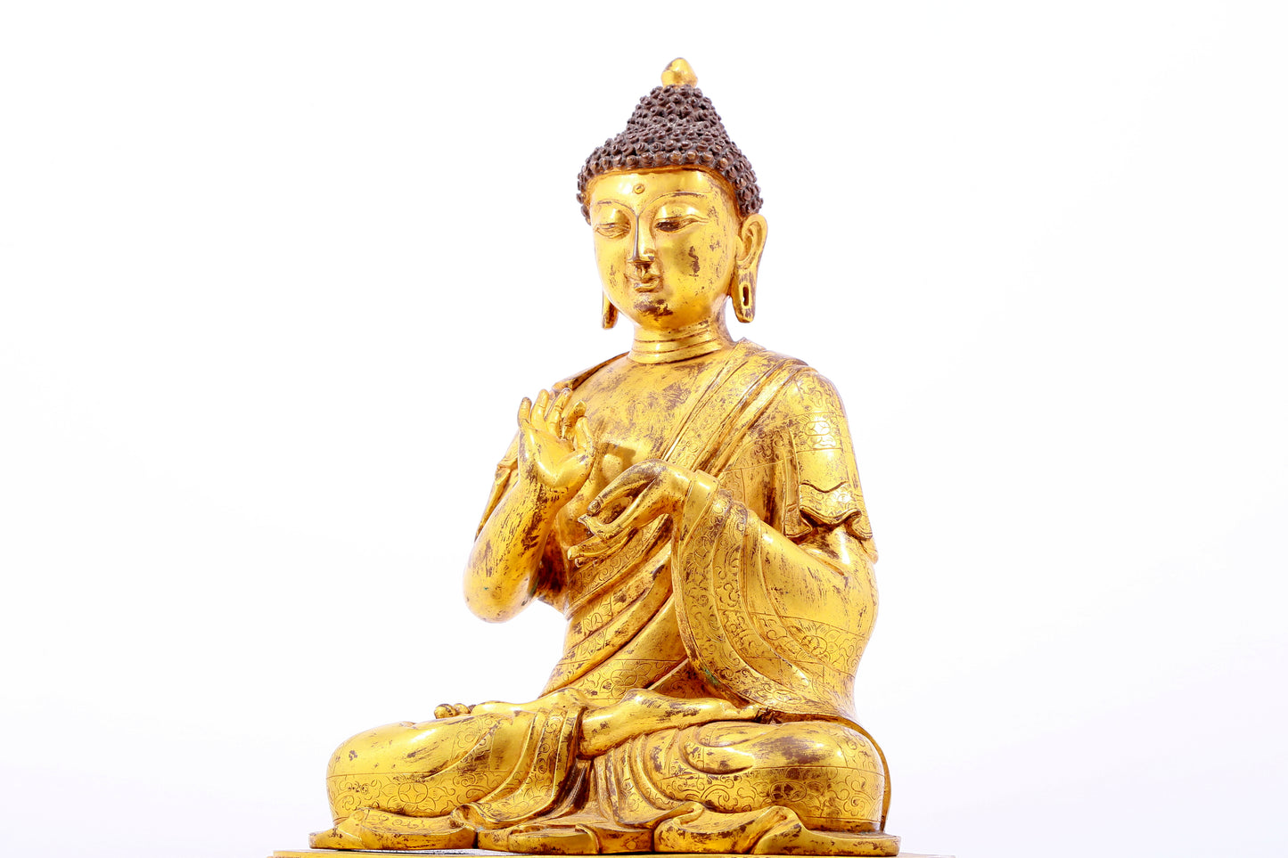 A Magnificent Gilt-Bronze Figure Of Buddha Shakyamuni