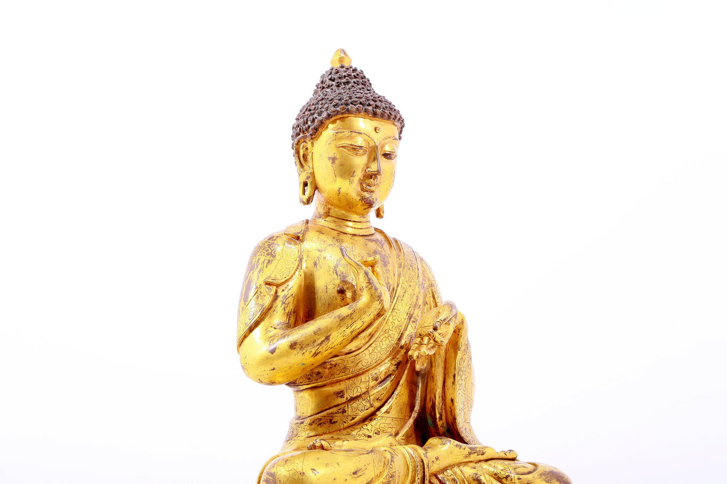 A Magnificent Gilt-Bronze Figure Of Buddha Shakyamuni