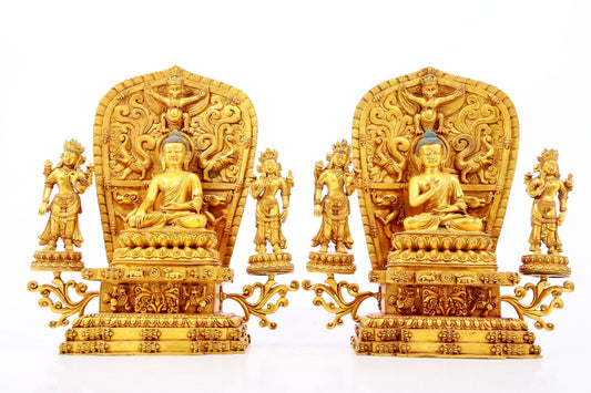 Two gilt bronze statues of Sakyamuni