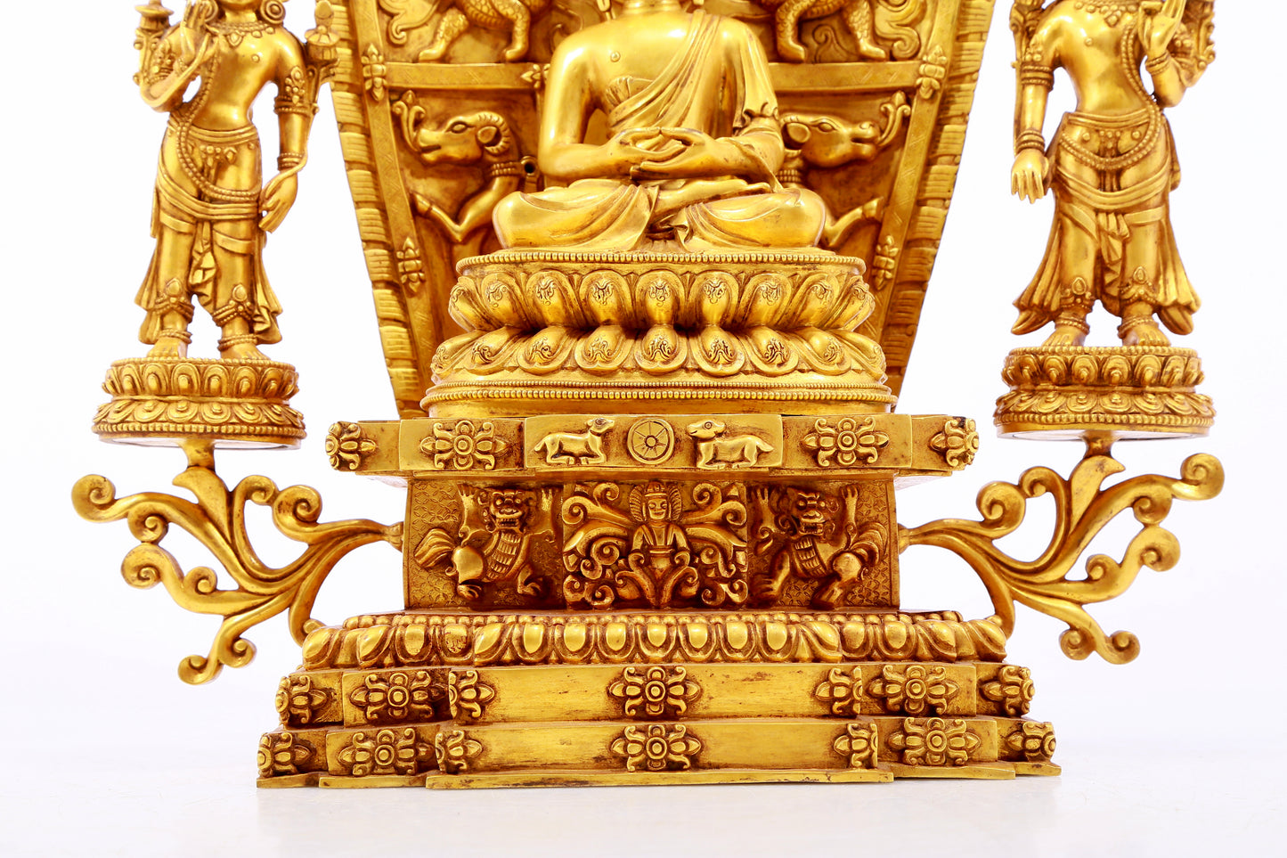 Two gilt bronze statues of Sakyamuni