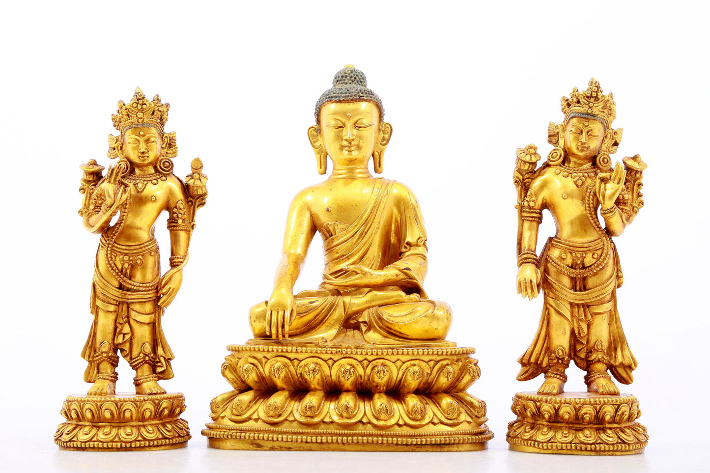 Two gilt bronze statues of Sakyamuni