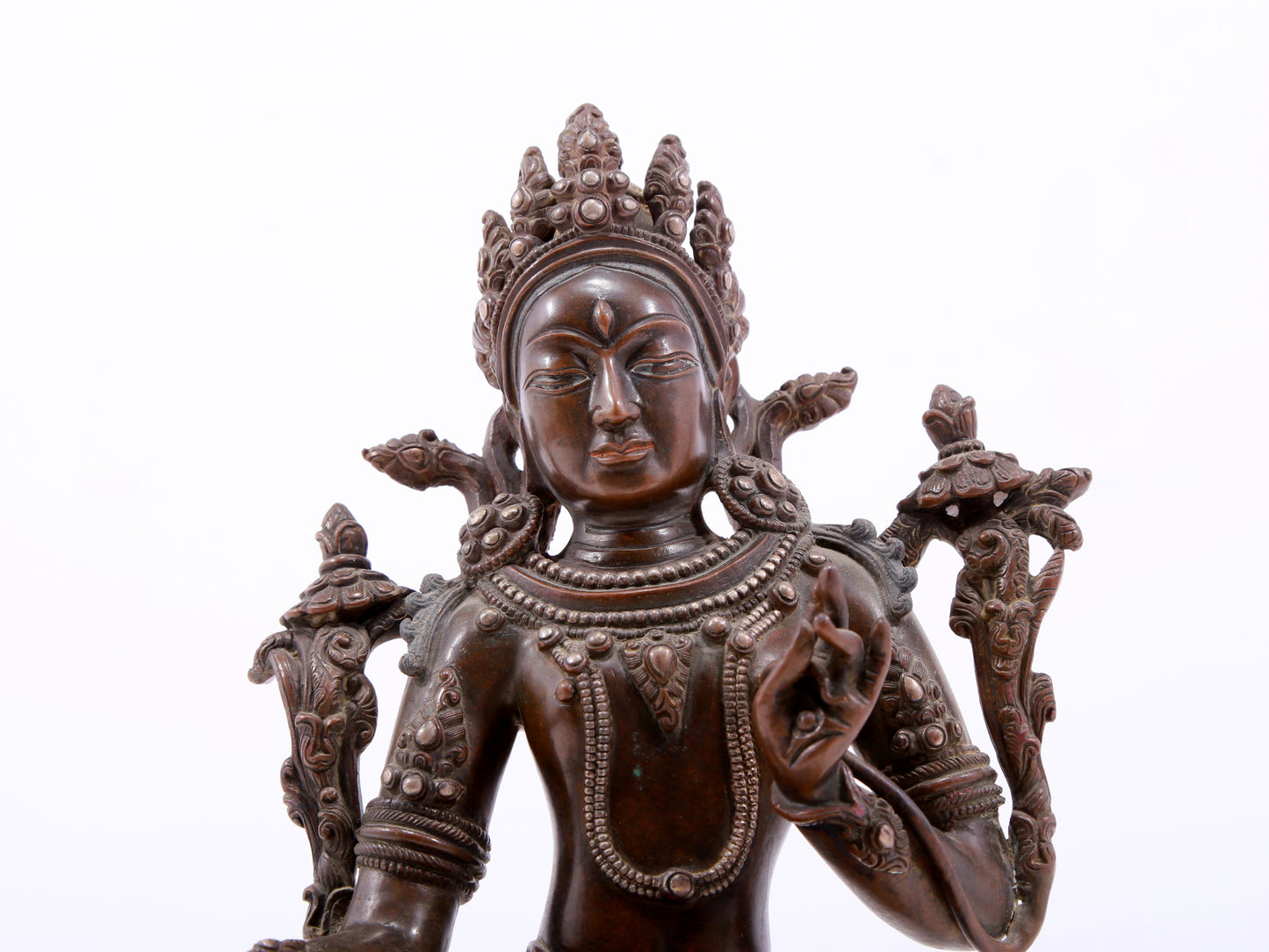 bronze inlaid silver green Tara statue