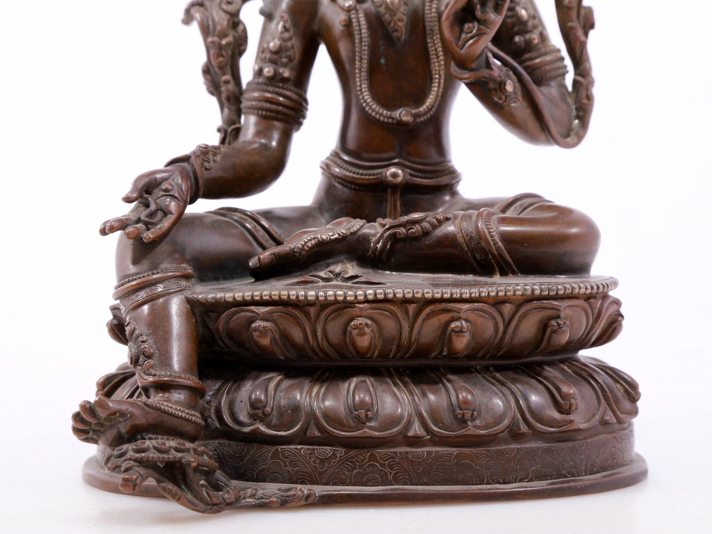 bronze inlaid silver green Tara statue