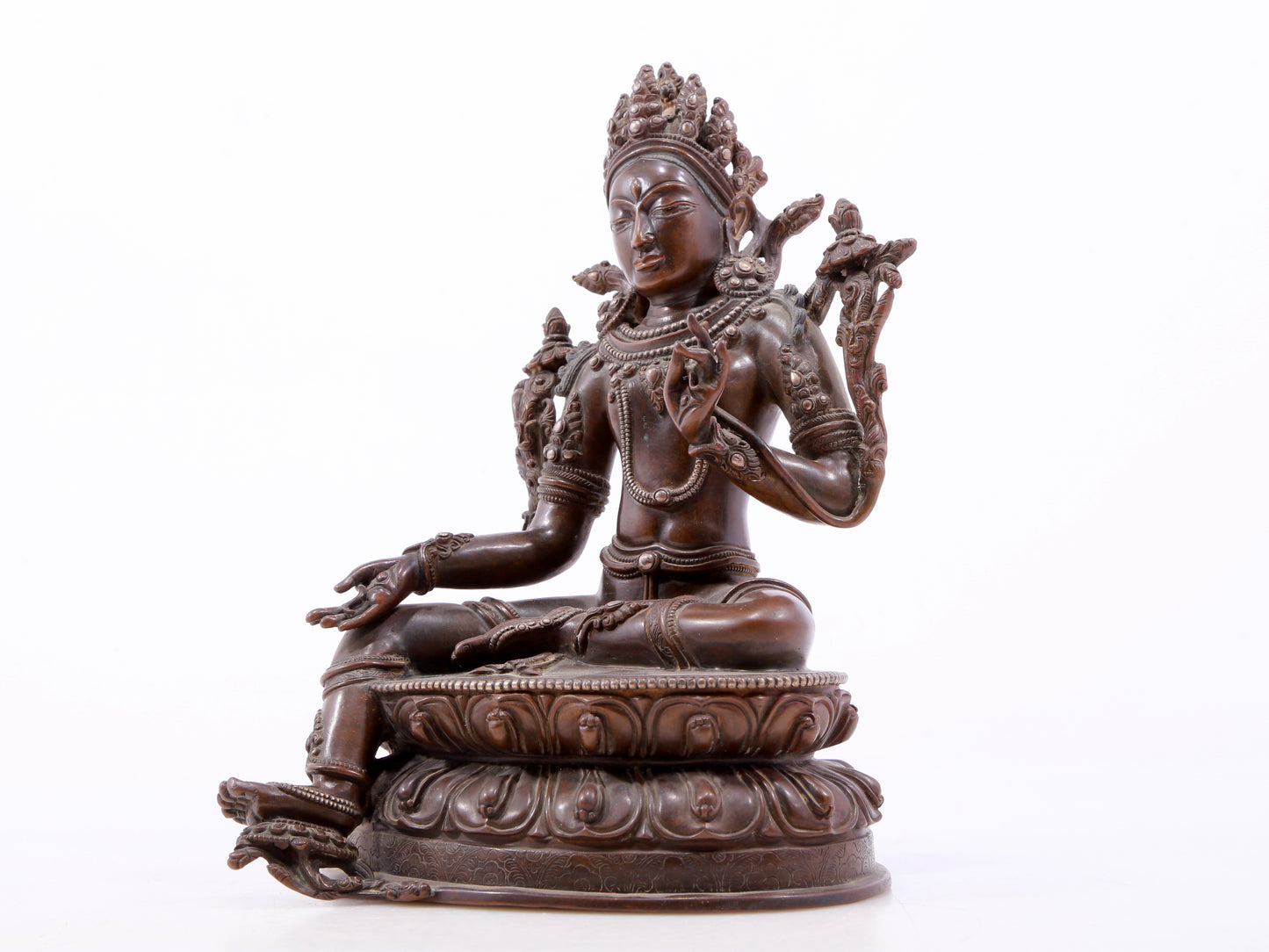 bronze inlaid silver green Tara statue