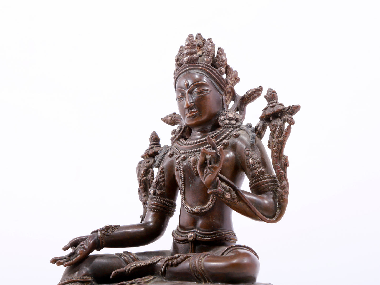 bronze inlaid silver green Tara statue