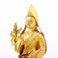 A serene gilt bronze statue of Tsongkhapa