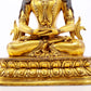 A serene gilt bronze statue of Amitayus Buddha