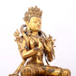 A serene gilt bronze statue of Bodhisattva inlaid with hundreds of treasures