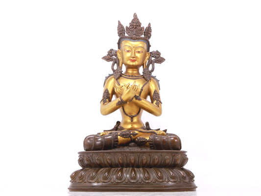 A serene gilt bronze Bodhisattva statue