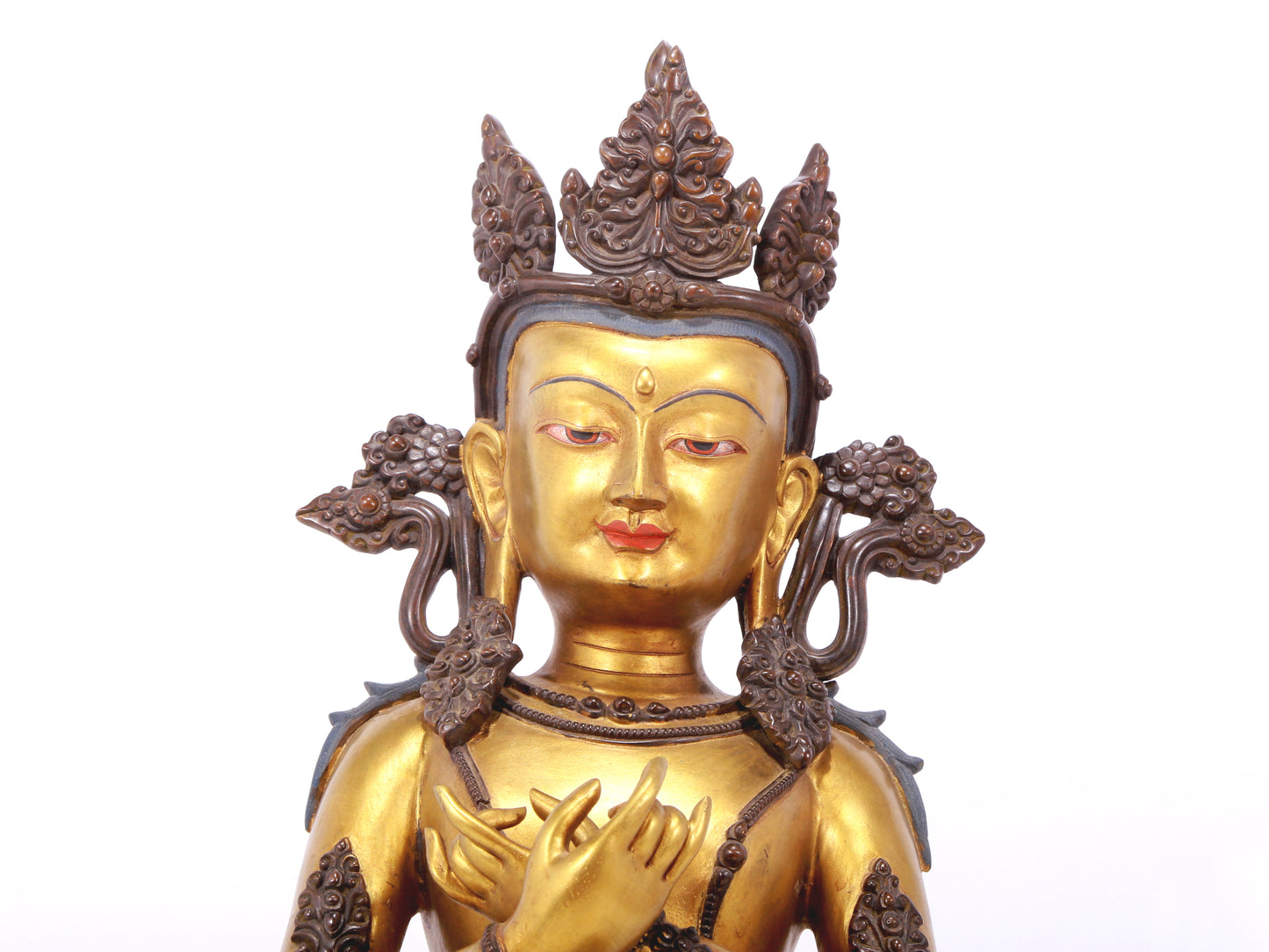 A serene gilt bronze Bodhisattva statue