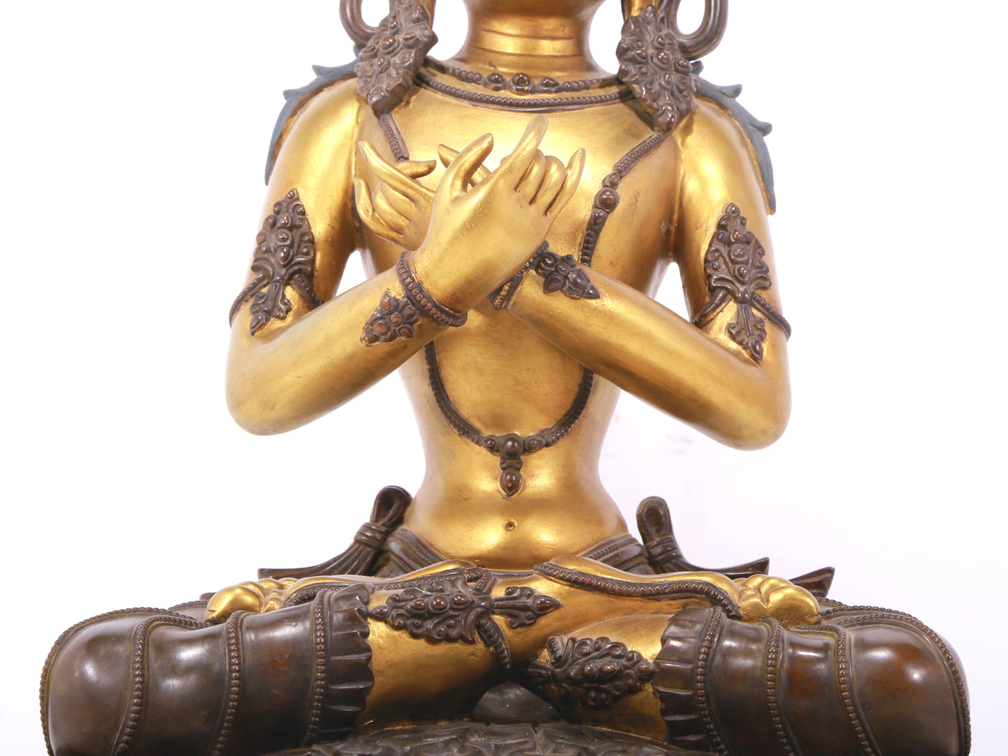 A serene gilt bronze Bodhisattva statue