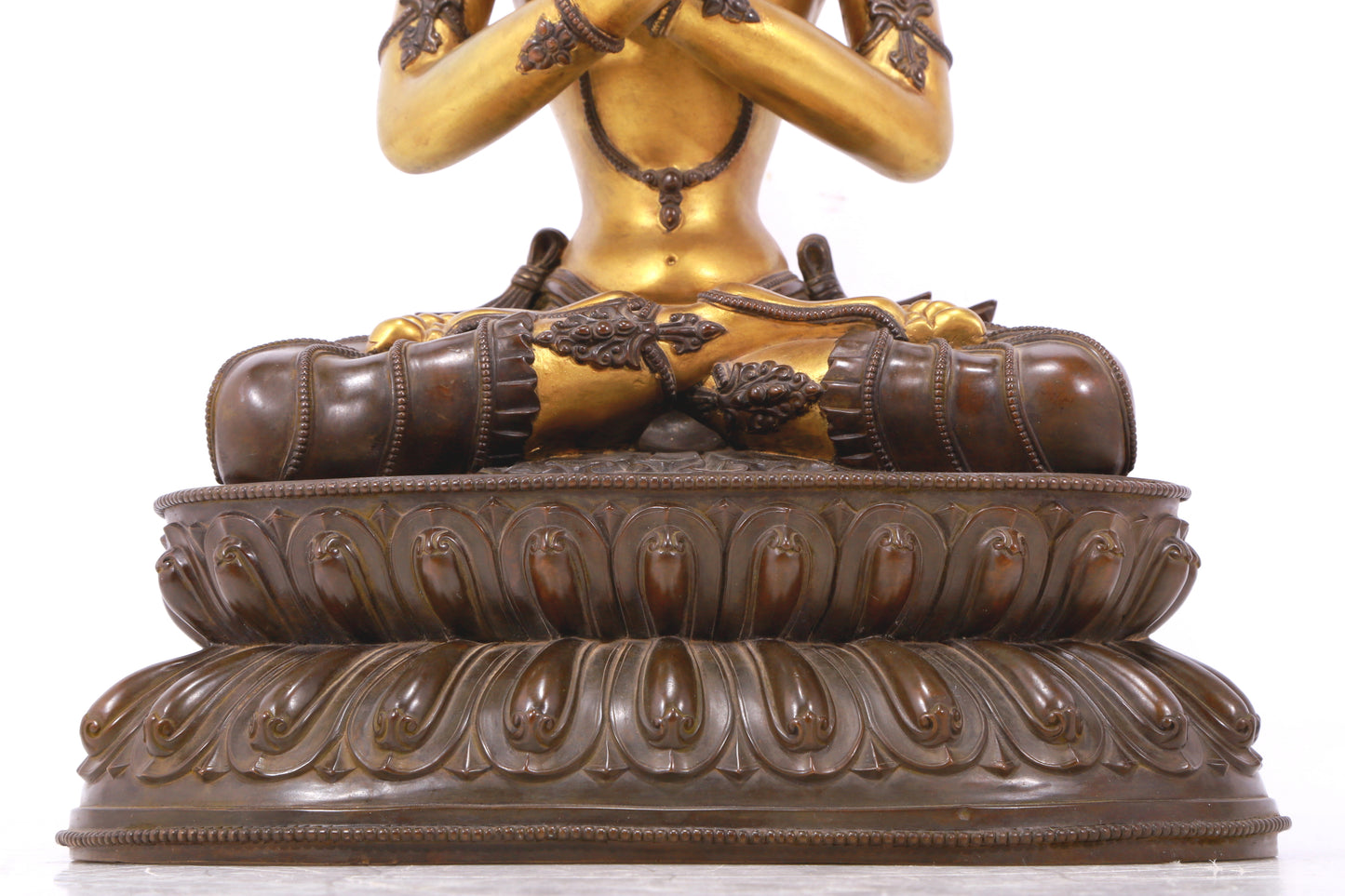 A serene gilt bronze Bodhisattva statue