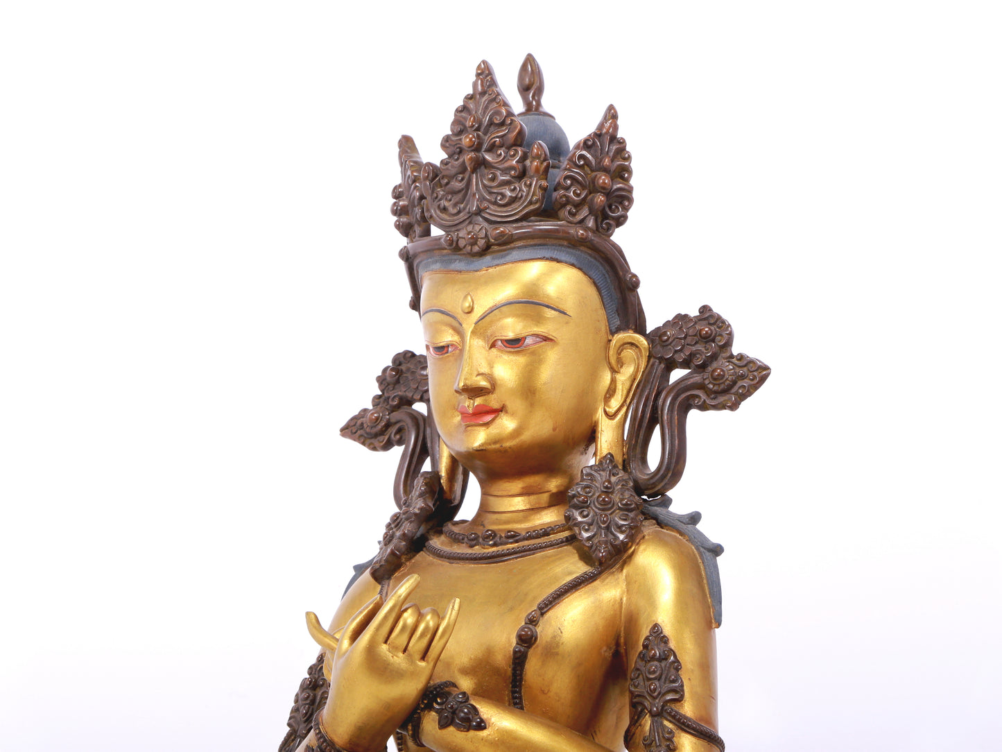 A serene gilt bronze Bodhisattva statue