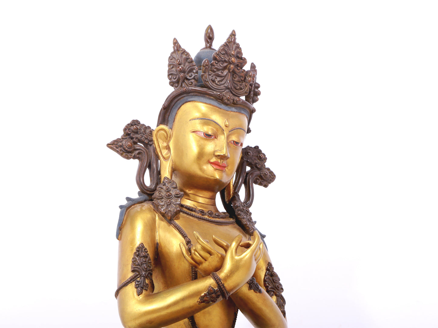 A serene gilt bronze Bodhisattva statue