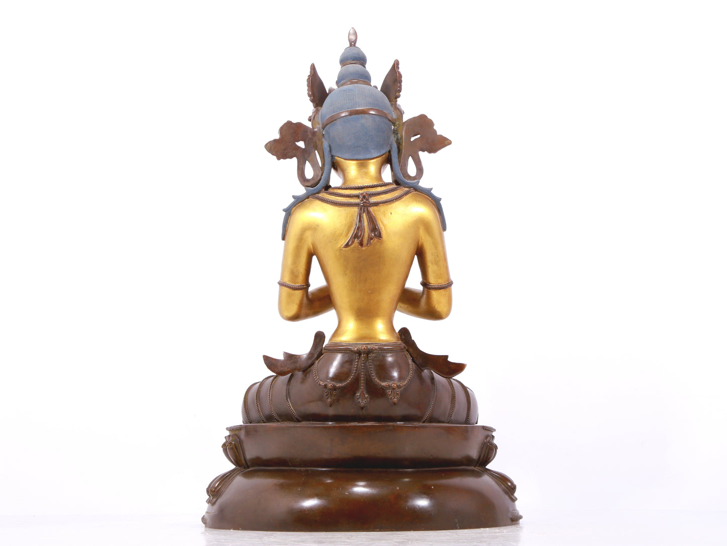 A serene gilt bronze Bodhisattva statue