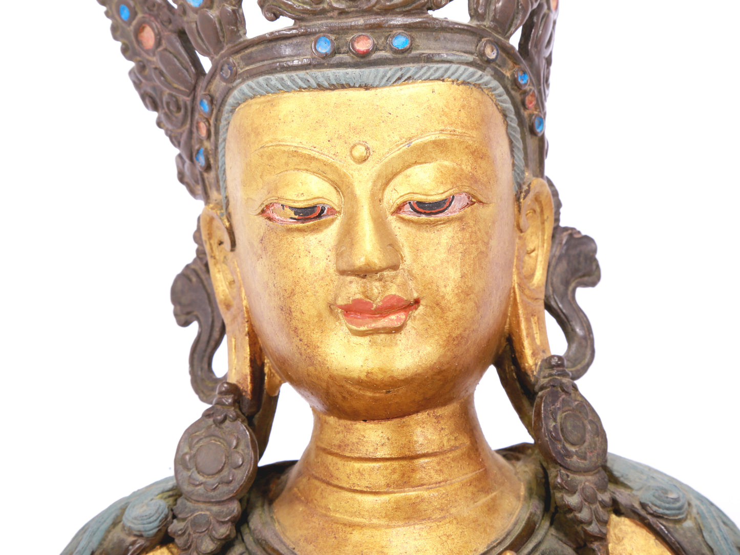 A serene gilt bronze Bodhisattva statue