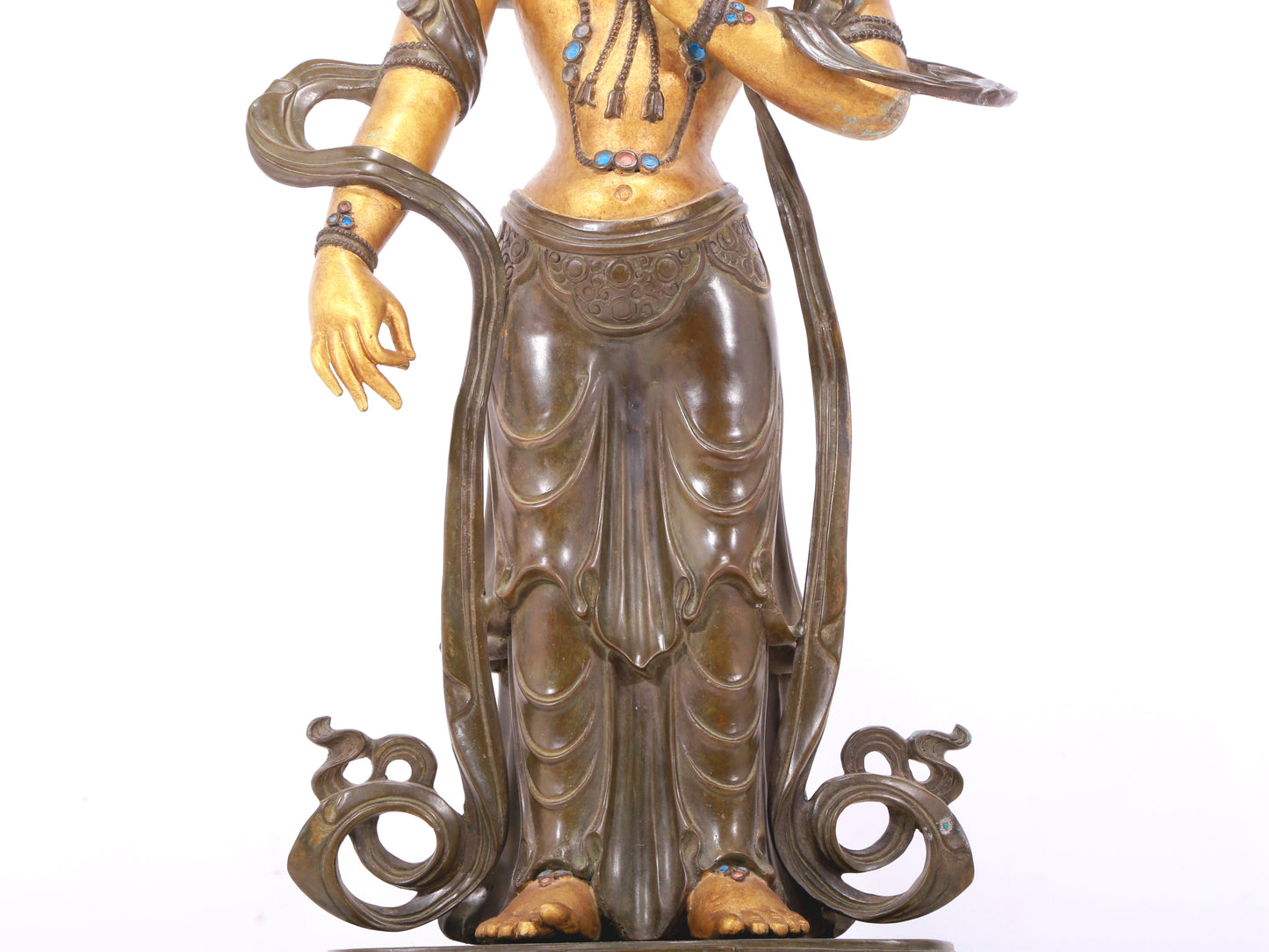 A serene gilt bronze Bodhisattva statue