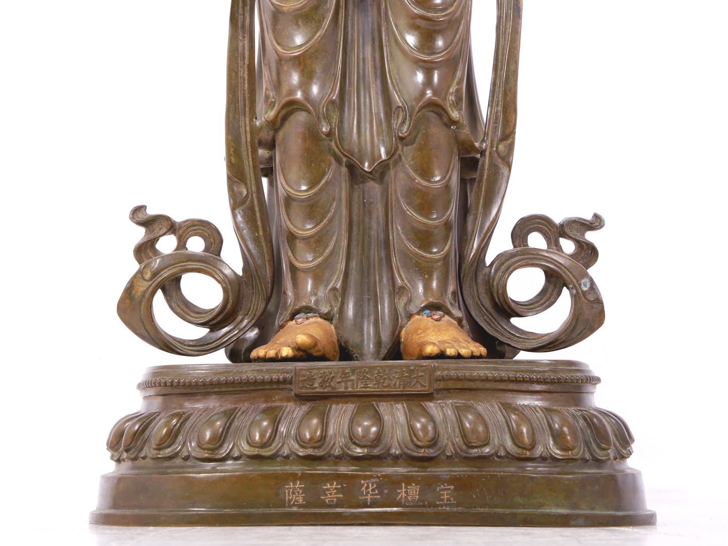 A serene gilt bronze Bodhisattva statue