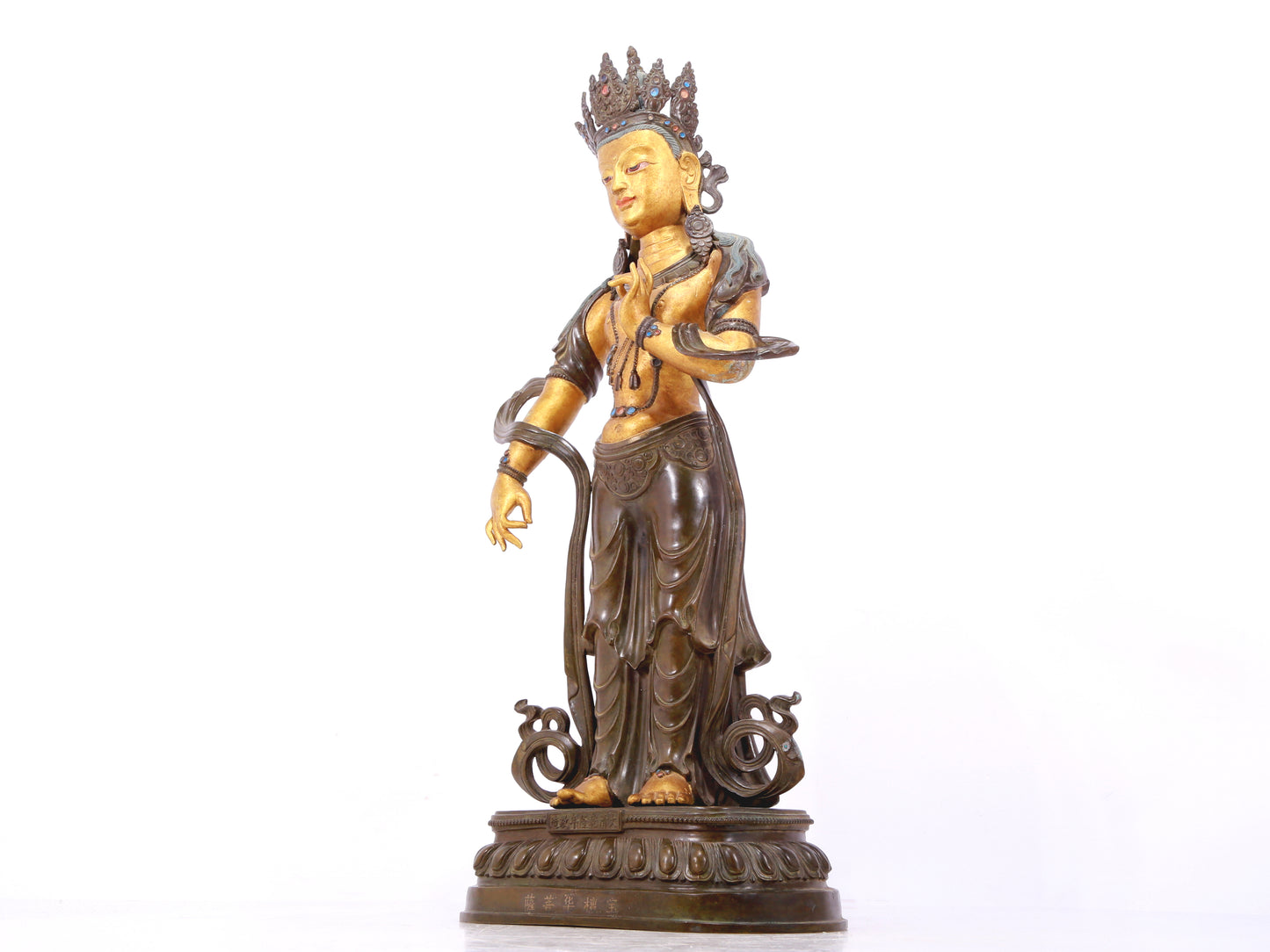 A serene gilt bronze Bodhisattva statue