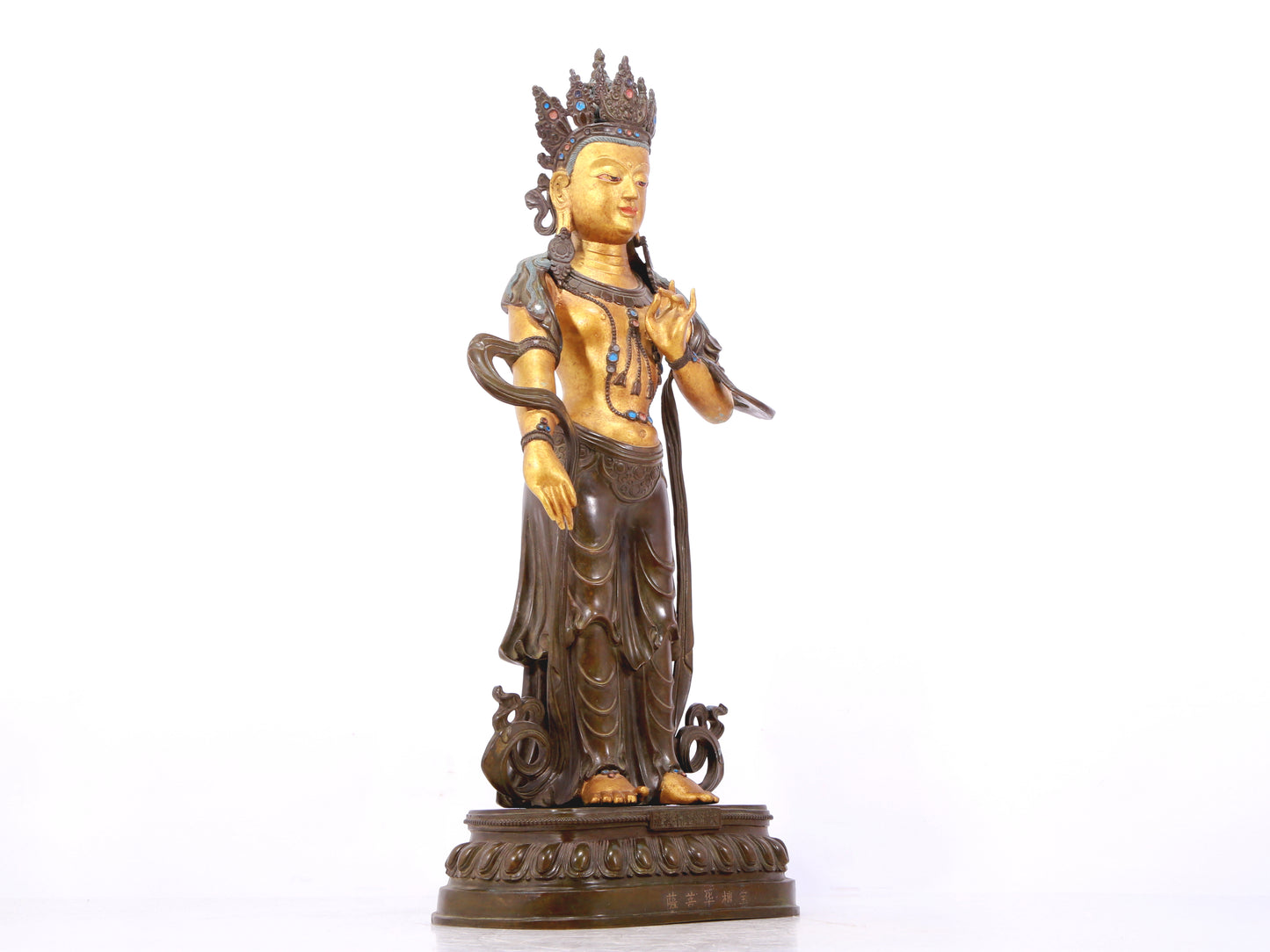 A serene gilt bronze Bodhisattva statue