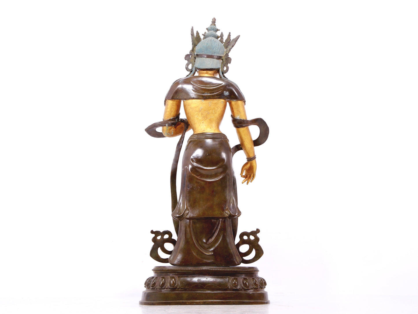 A serene gilt bronze Bodhisattva statue