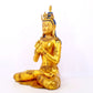 A serene gilt bronze statue of Bodhisattva inlaid with hundreds of treasures