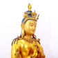 A serene gilt bronze statue of Bodhisattva inlaid with hundreds of treasures