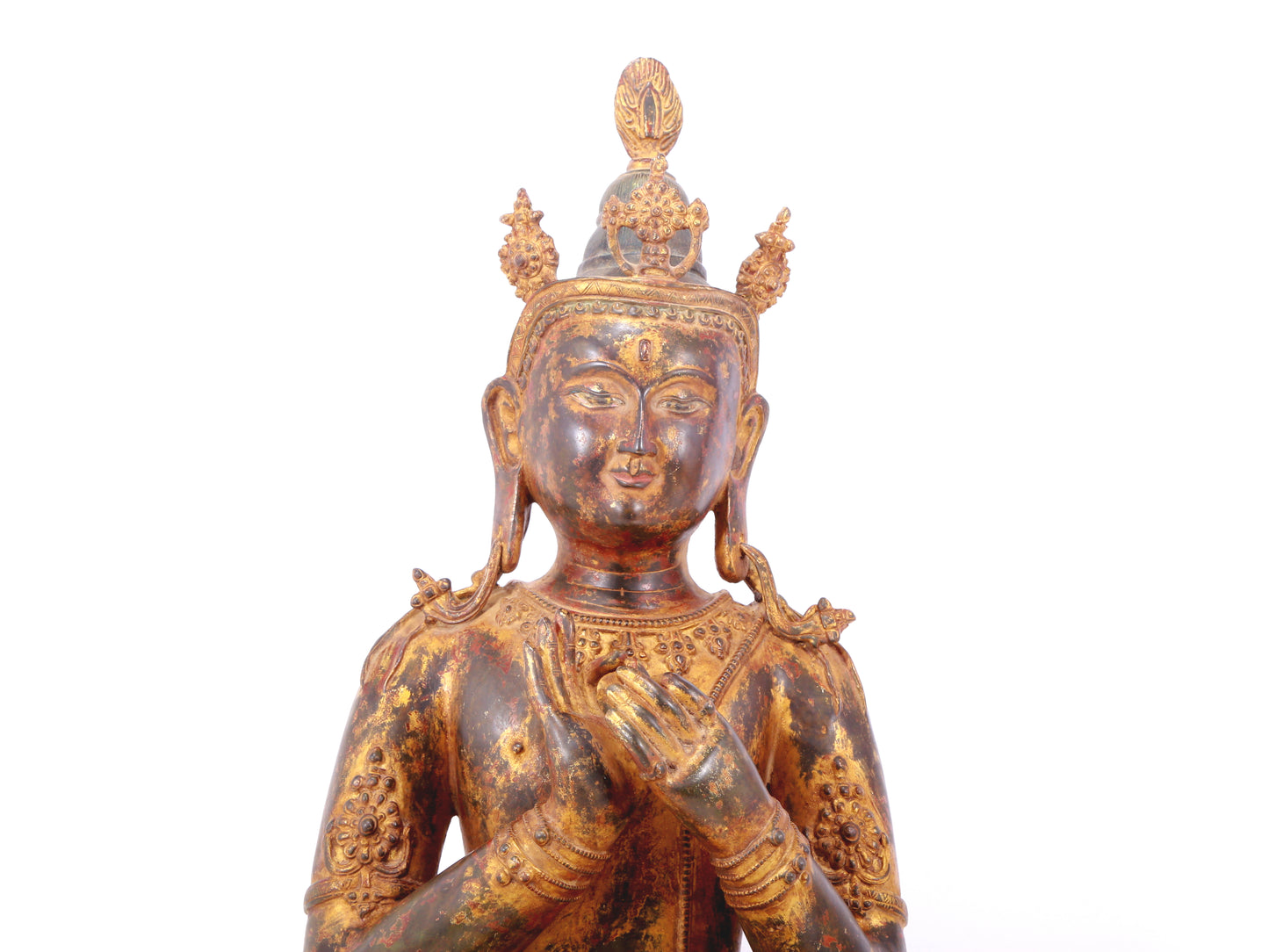 A serene gilt bronze Bodhisattva statue