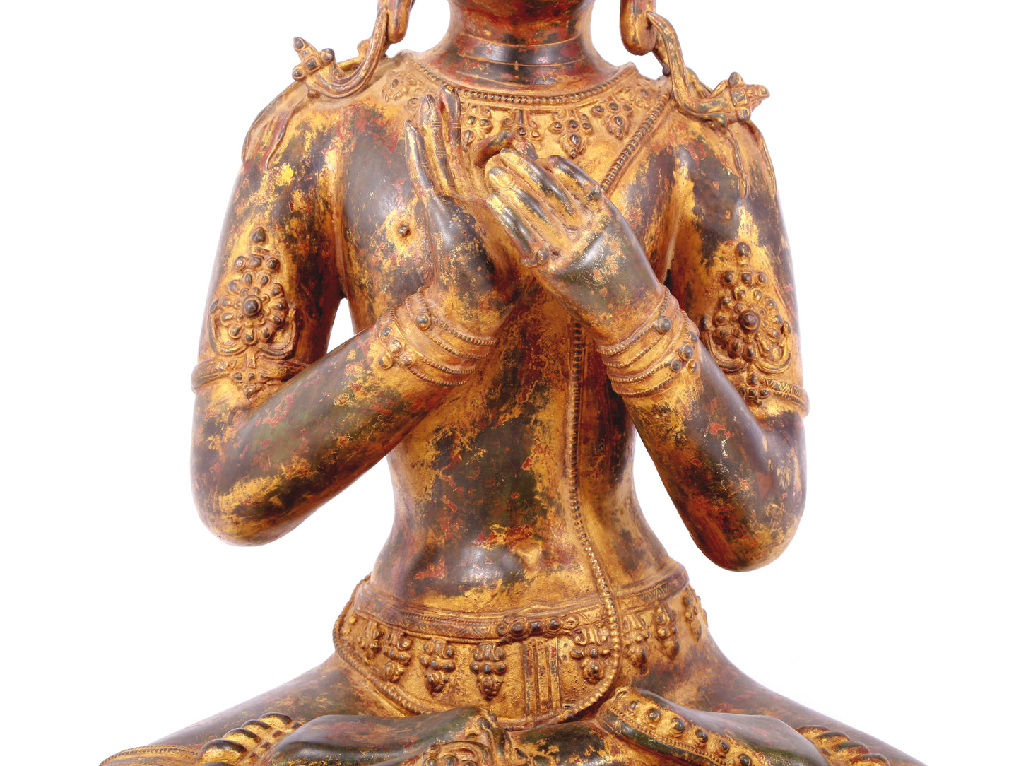 A serene gilt bronze Bodhisattva statue