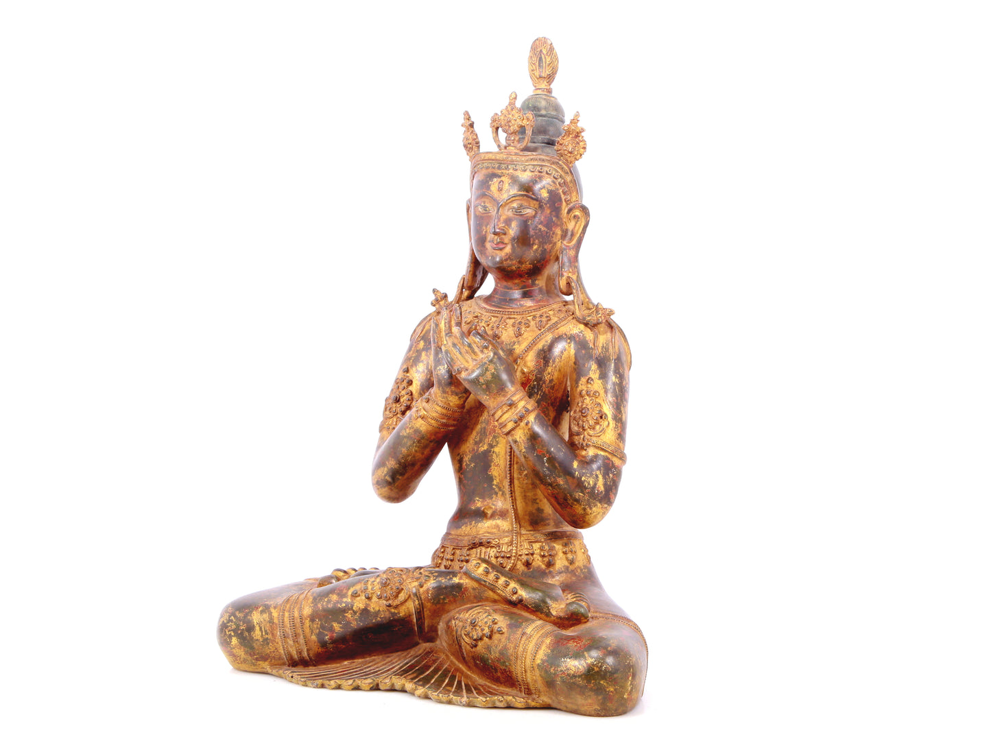 A serene gilt bronze Bodhisattva statue