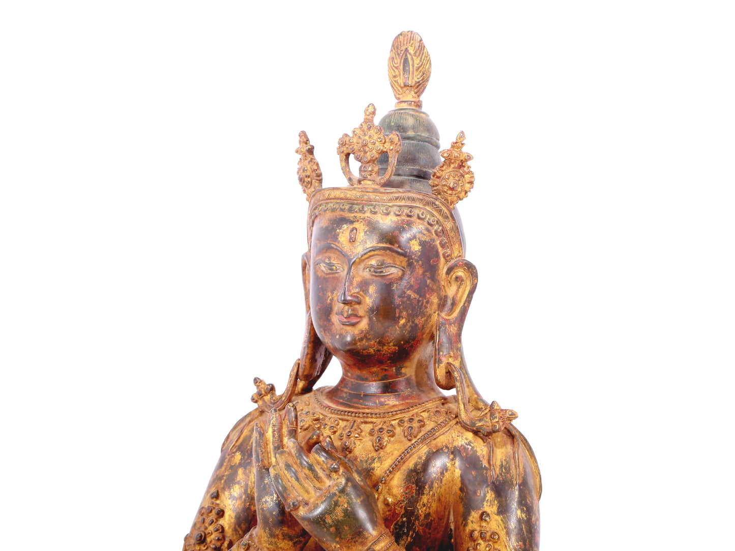 A serene gilt bronze Bodhisattva statue