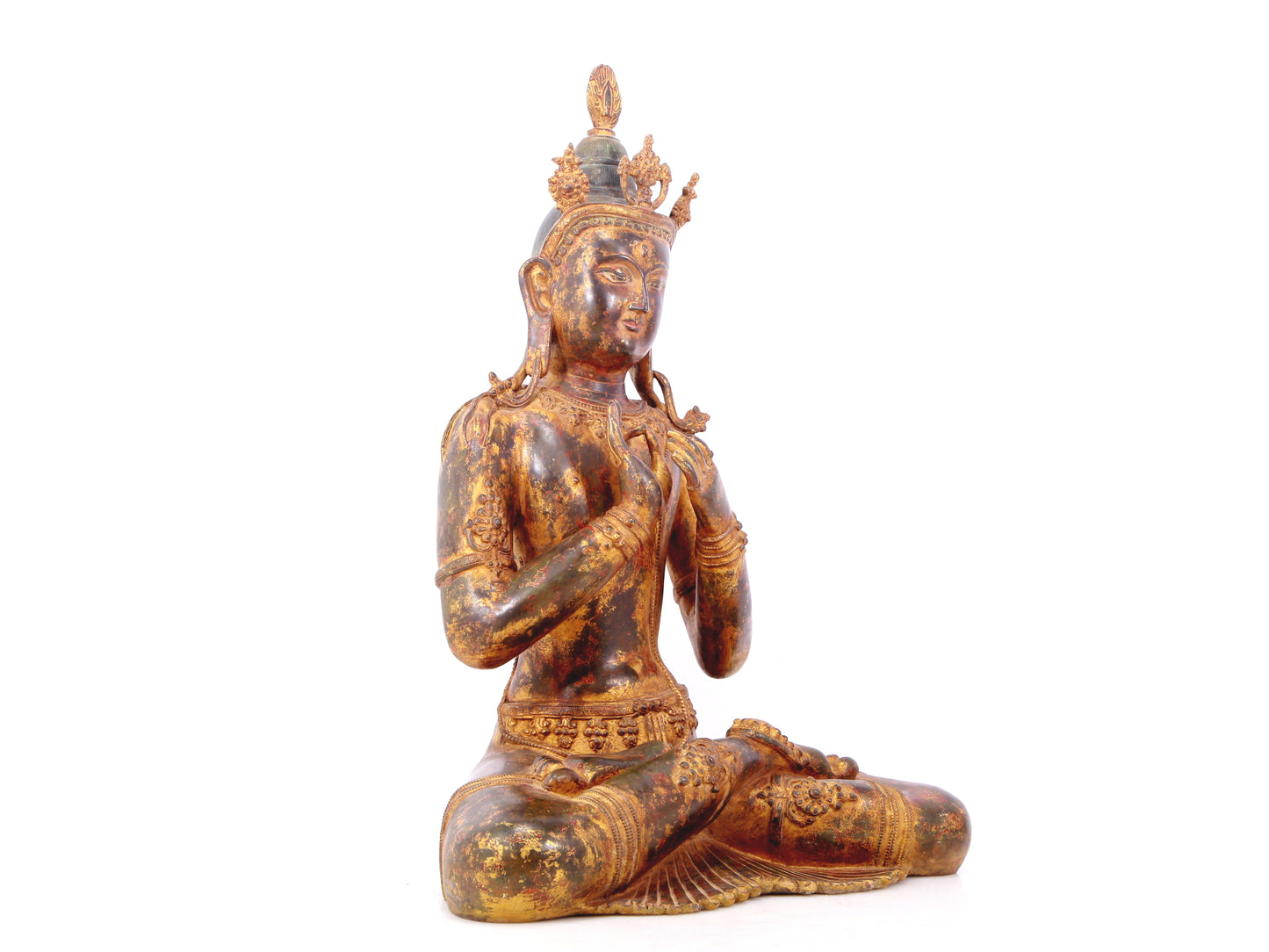 A serene gilt bronze Bodhisattva statue