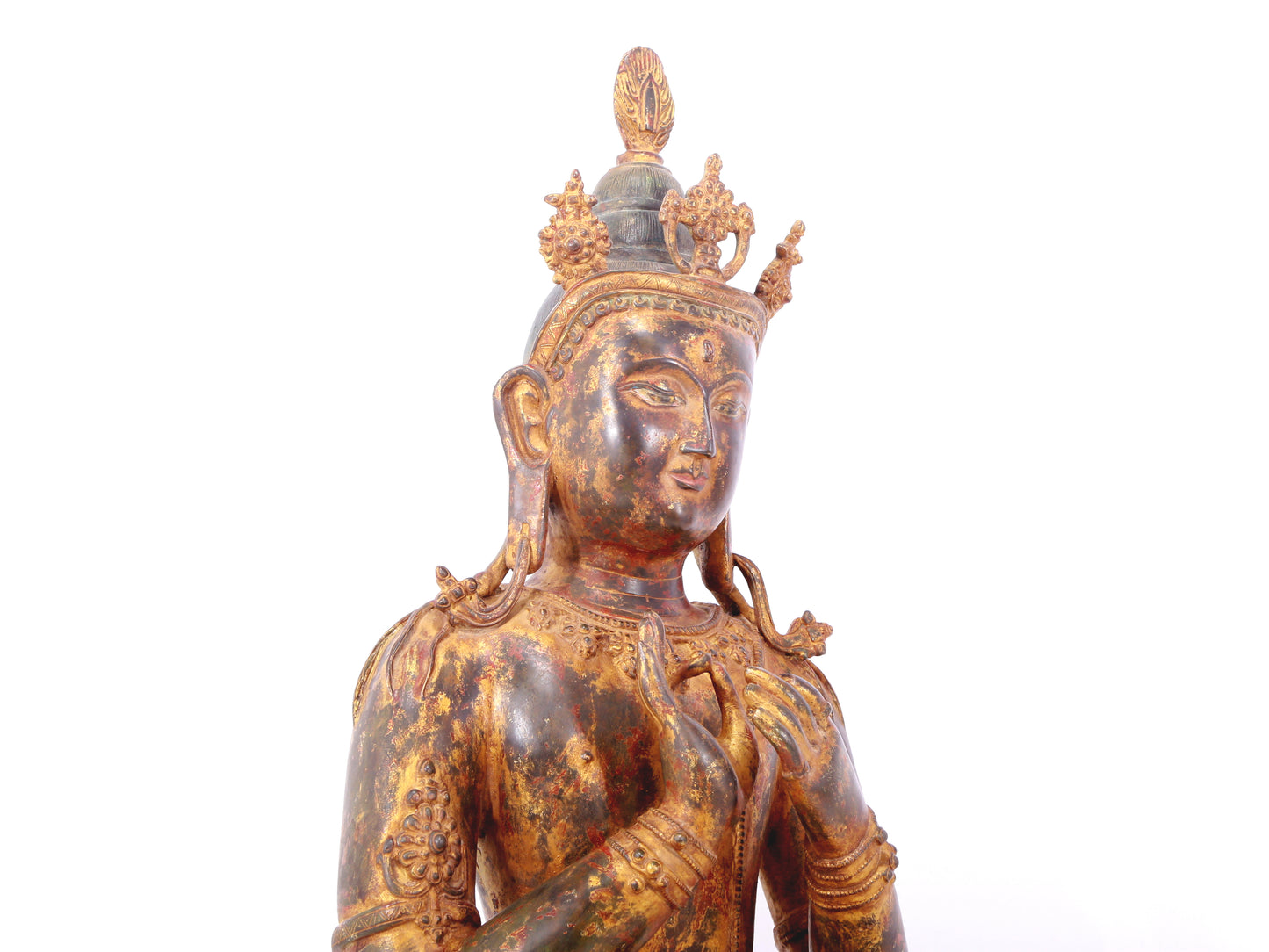 A serene gilt bronze Bodhisattva statue