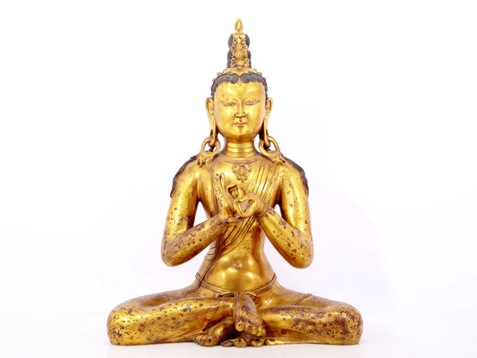 A serene gilt bronze Bodhisattva statue