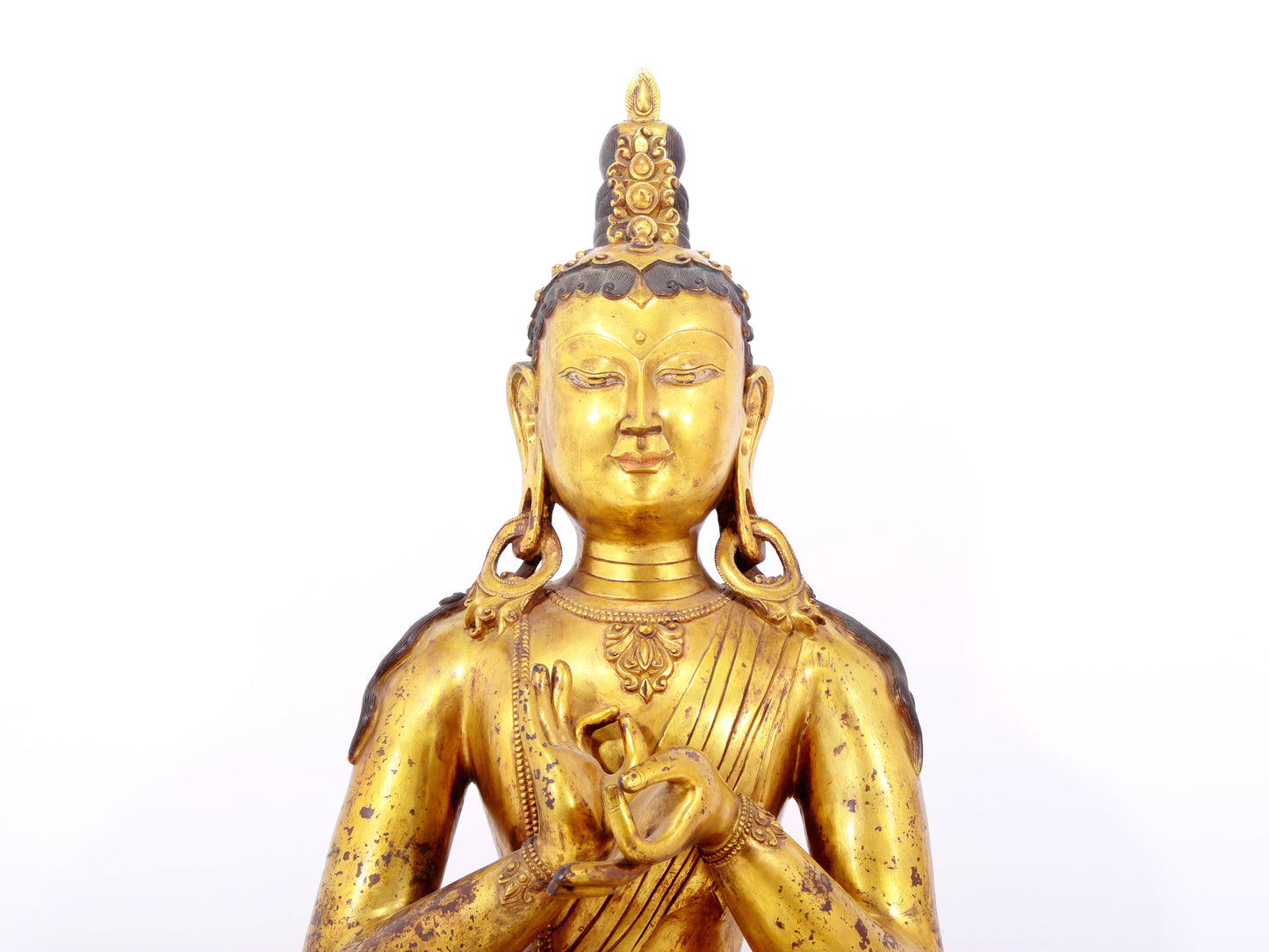 A serene gilt bronze Bodhisattva statue