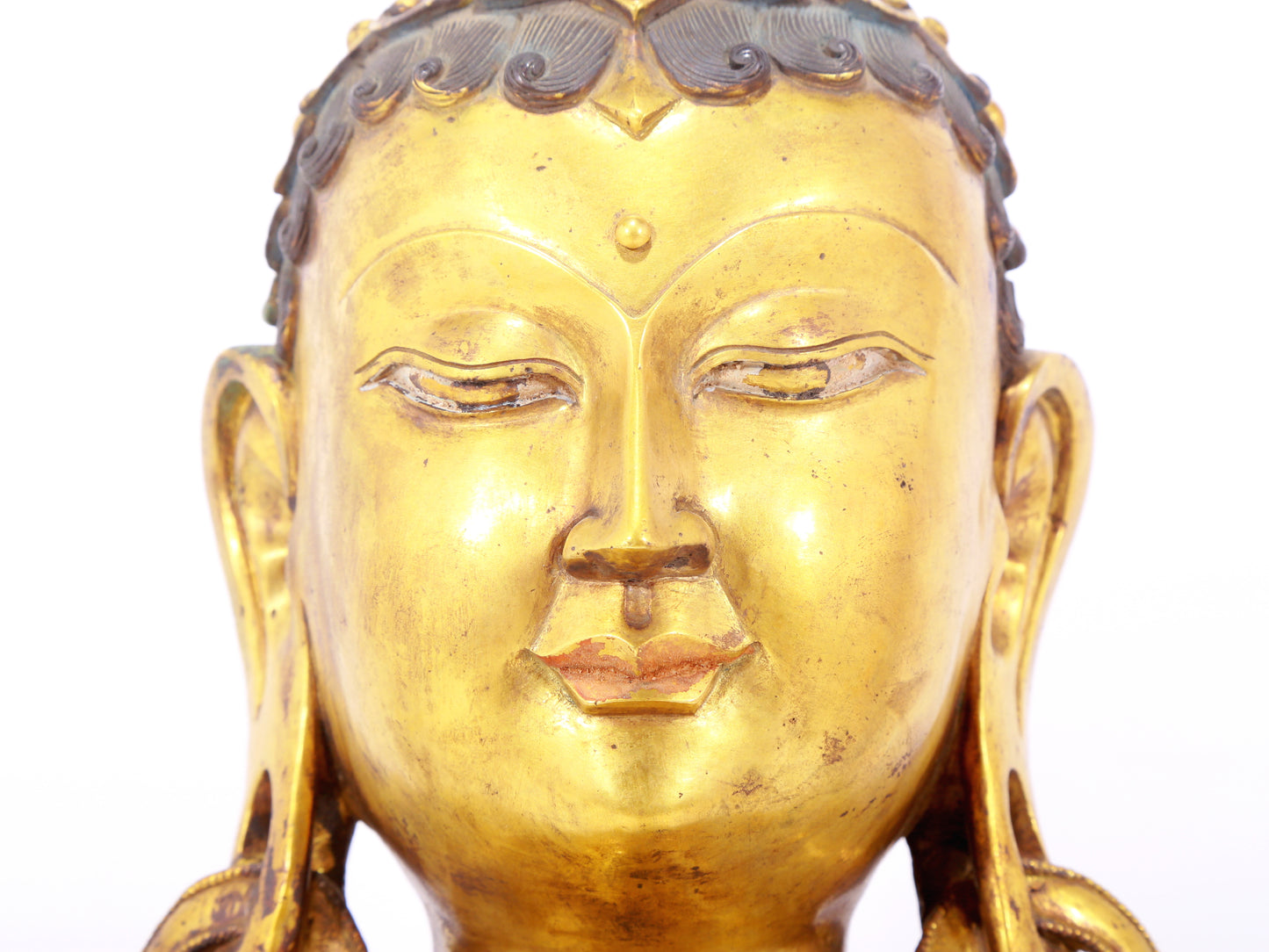 A serene gilt bronze Bodhisattva statue