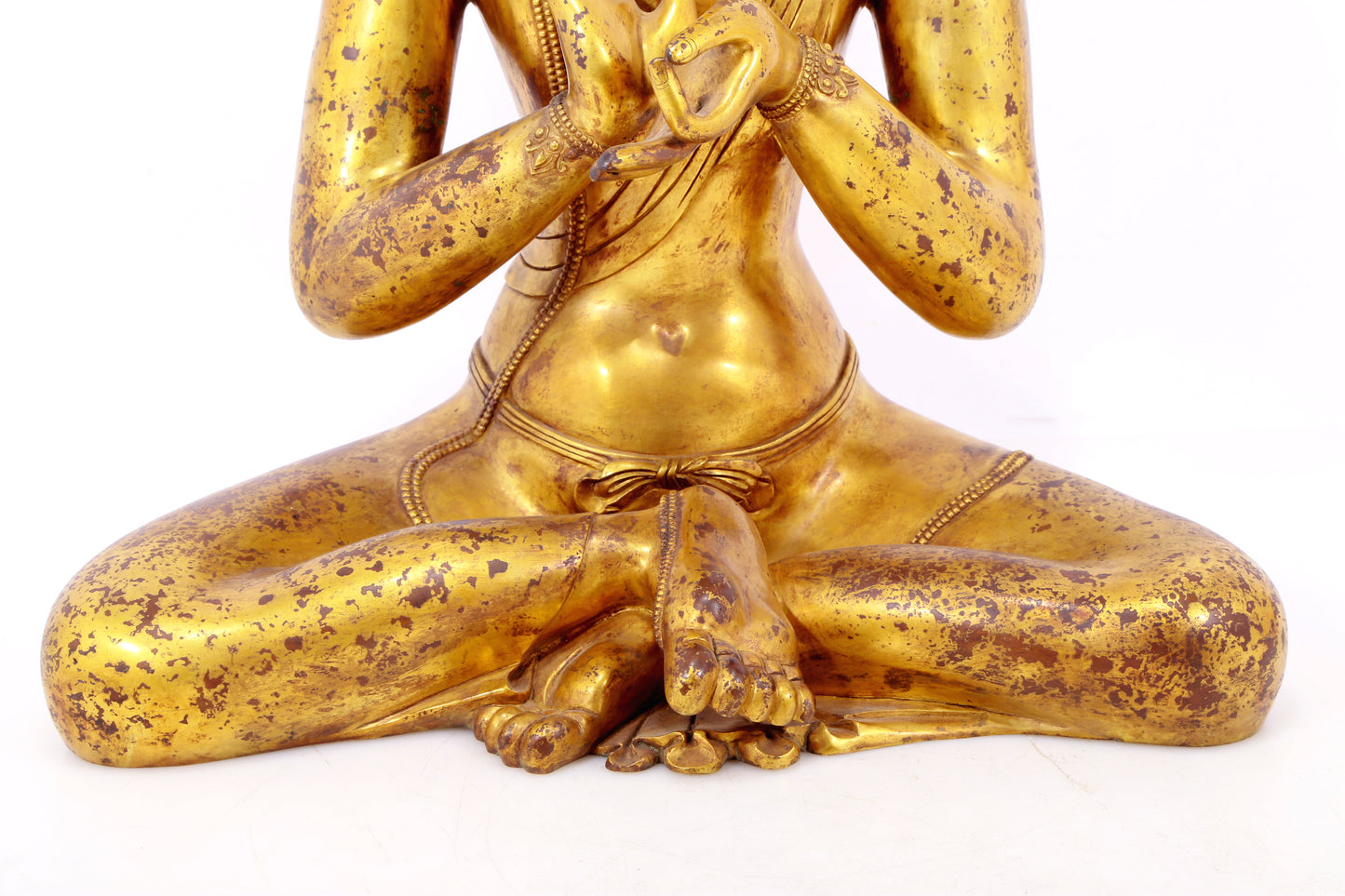 A serene gilt bronze Bodhisattva statue