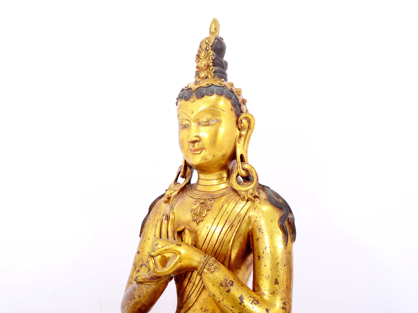 A serene gilt bronze Bodhisattva statue